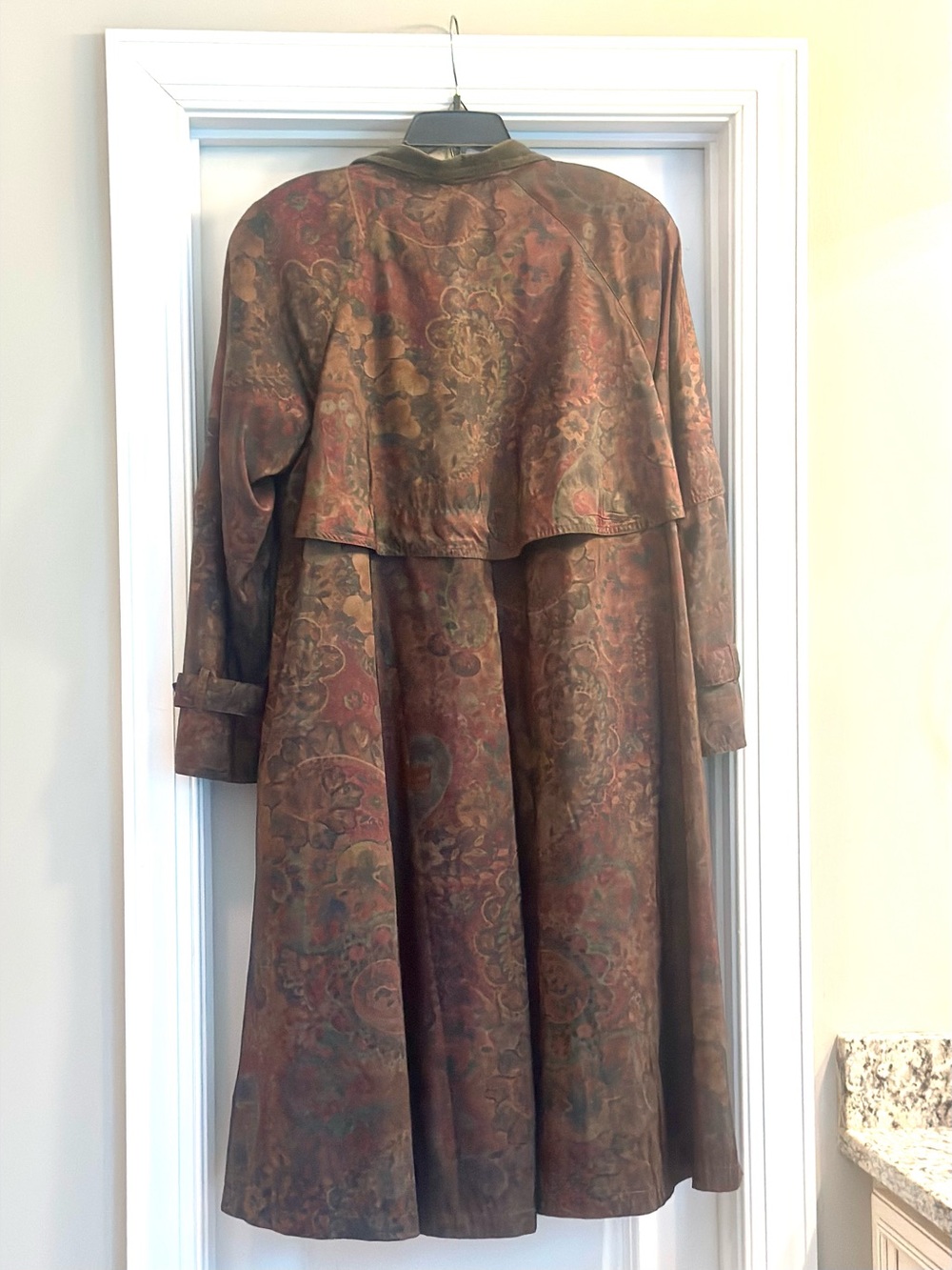 VTG Gallery Jacquard Floral Paisley Print Lined Trench Coat w/Pockets size 10 - Picture 2 of 16